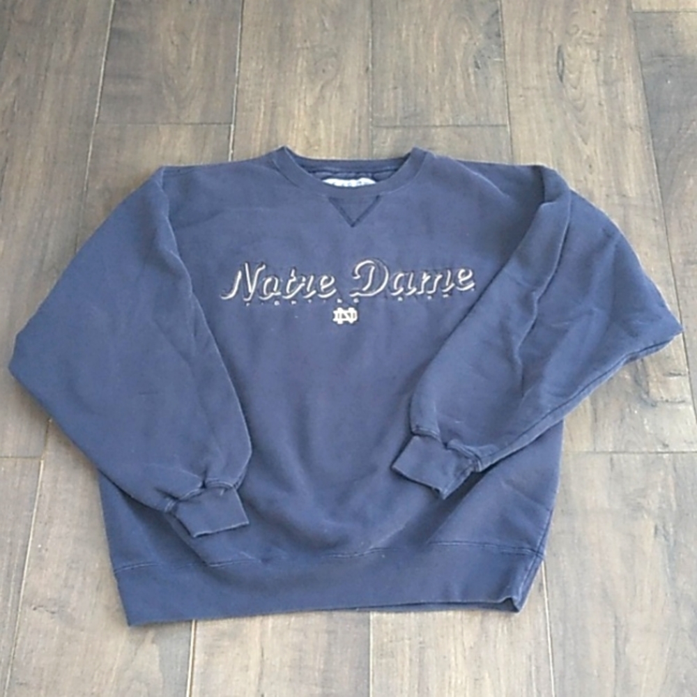 VTG Y2K NOTRE DAME UNIVERSITY EMBROIDERED CREWNECK SWEATSHIRT BOXY FIT MENS M.